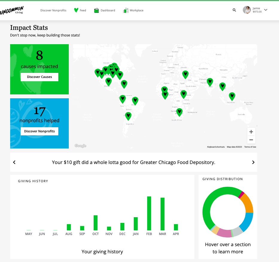 screenshot of Uncommon Giving